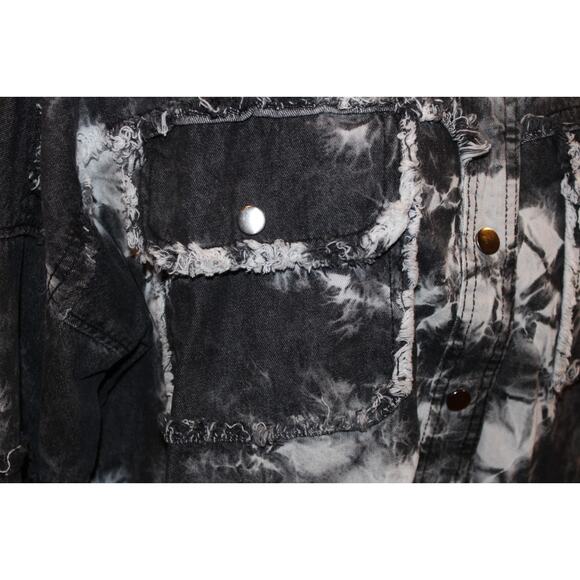 Elan Women’s Distressed Frayed Fringed Rock & Roll Jacket - Stone - Picture 4 of 4